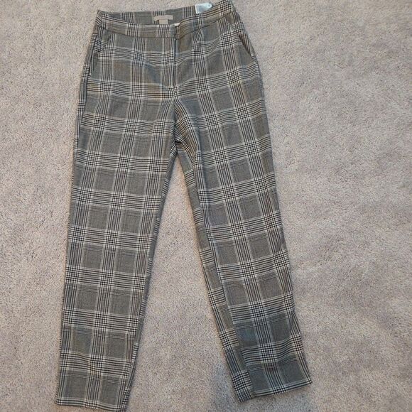 H&M Gray Tartan/Plaid Tailored Ankle Trousers Check Dress Pants Woman’s Size 4 - Picture 2 of 12